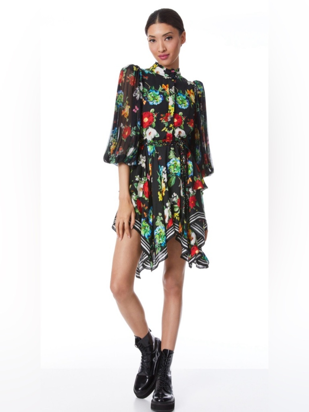 Alice + Olivia MILDA BUTTON FRONT BELTED MINI DRESS Size 4